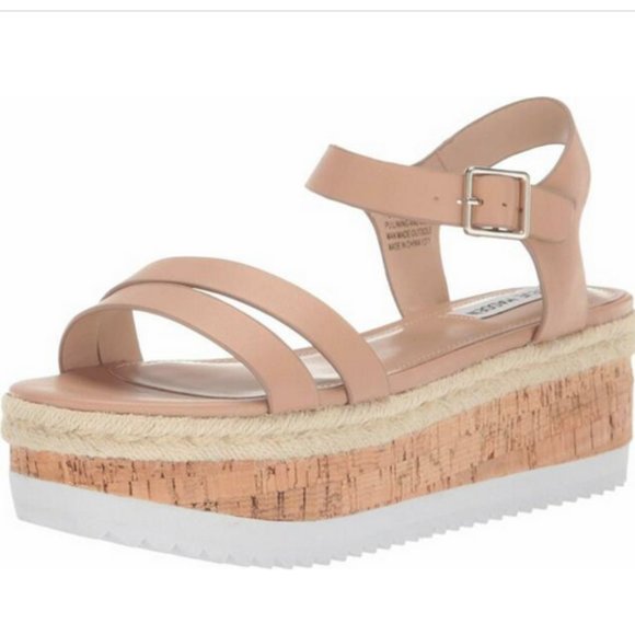 Steve Madden Shoes - STEVE MADDEN Nude Leather Platform Sandals